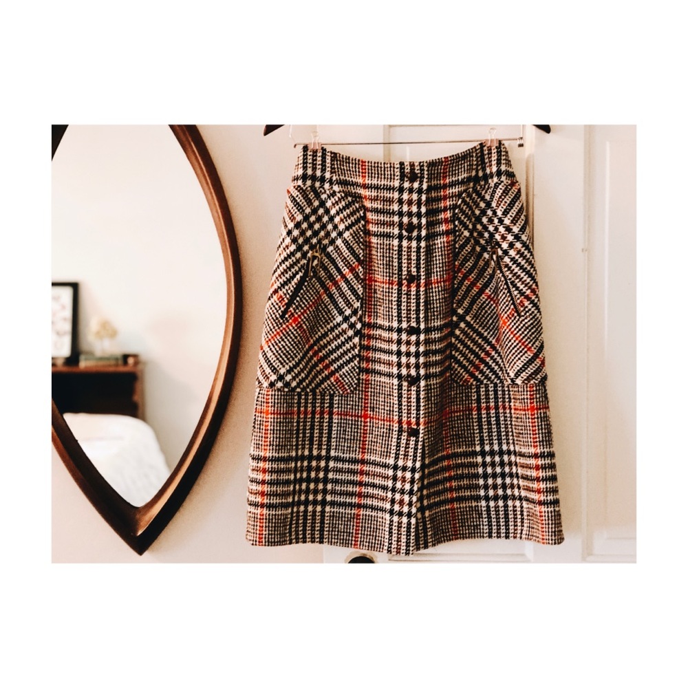 Vintage 1960s “Tudor Square” Plaid Wool Skirt